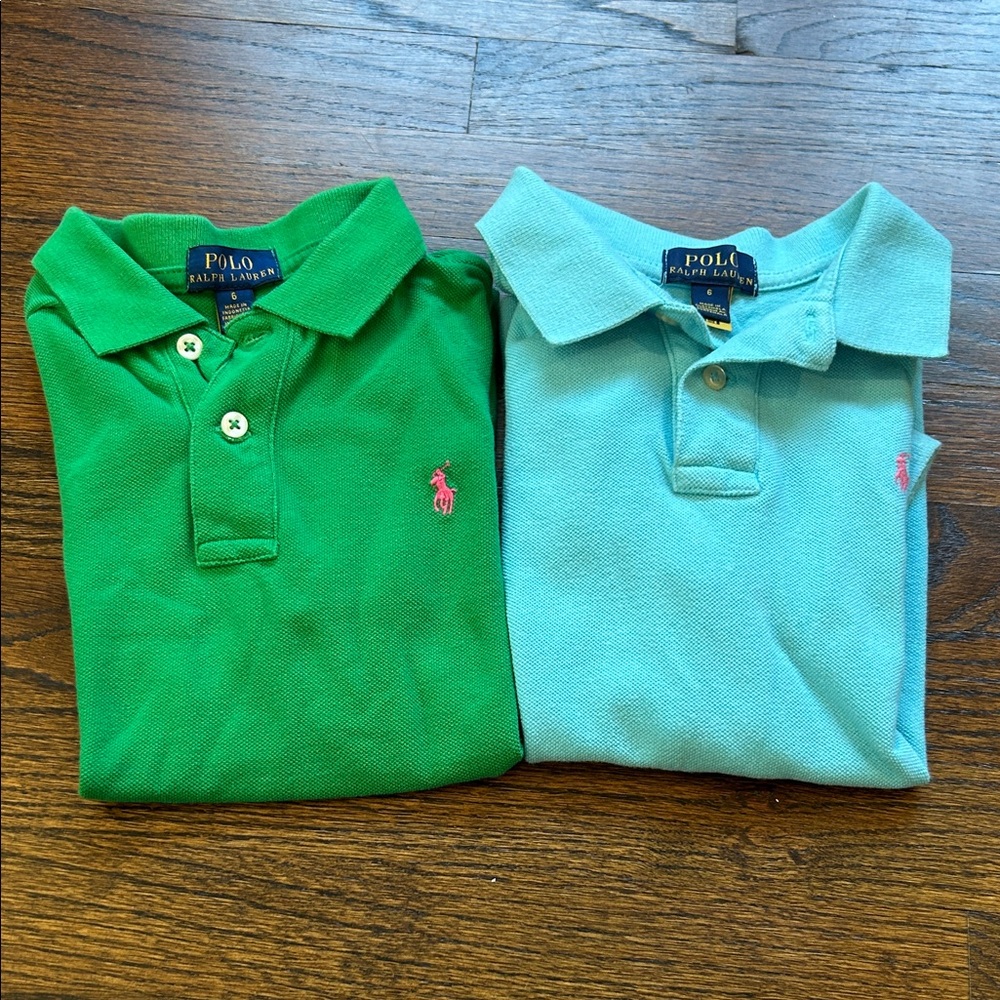 Polo by Ralph Lauren Kids Short Sleeve Polo Set — Green & Light Blue